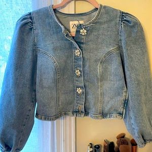 ZARA Jean puff shirt